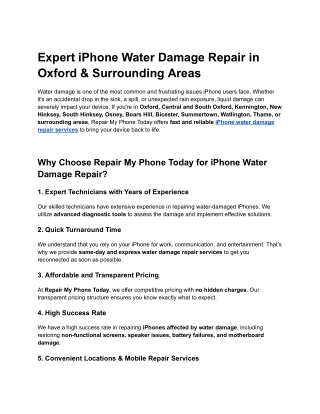 Expert iPhone Water Damage Repair in Oxford & Surrounding Areas
