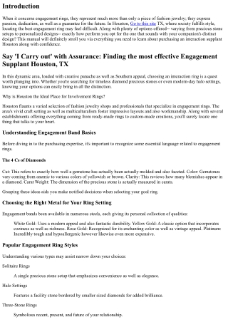 Point out 'I Carry Out' with Assurance: Finding the greatest Engagement Rings in
