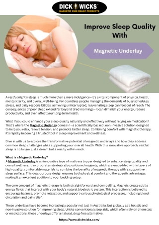 Improve Sleep Quality with Magnetic Underlay