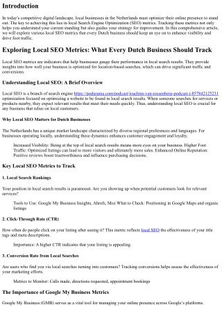 Exploring Local SEO Metrics: What Every Dutch Business Should Track