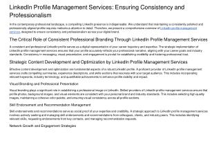 LinkedIn Profile Management Services: Ensuring Consistency and Professionalism