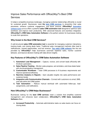 improve sales performance with office24by7 s best