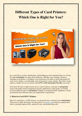 Different Types of Card Printers Which One is Right for You