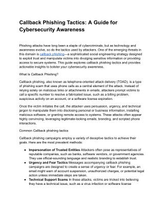 callback phishing tactics a guide