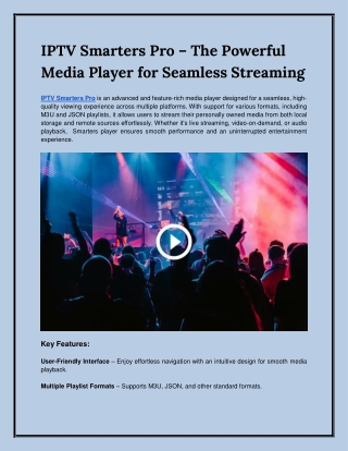 IPTV Smarters Pro_ The Best IPTV Player for Effortless Streaming