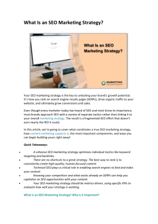 What Is an SEO Marketing Strategy