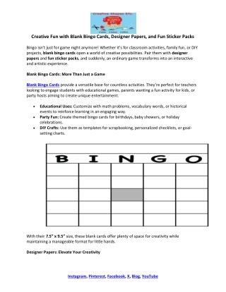 Blank Bingo Cards