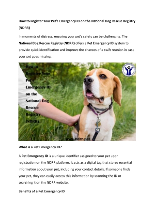 How to Register Your Pets Emergency ID on the National Dog Rescue Registry (NDRR)