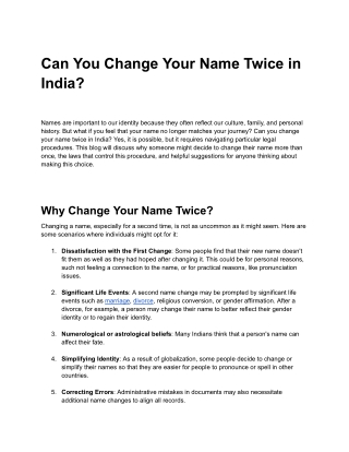 Can You Change Your Name Twice in India