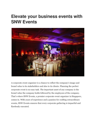 elevate your business events with snw events