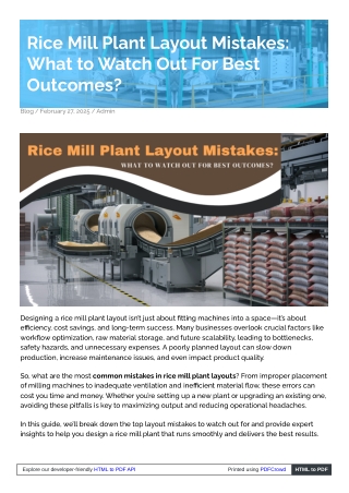 rice mill plant layout mistakes what to watch