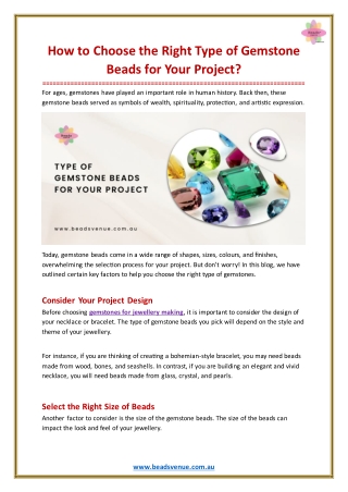 How to Choose the Right Type of Gemstone Beads for Your Project?