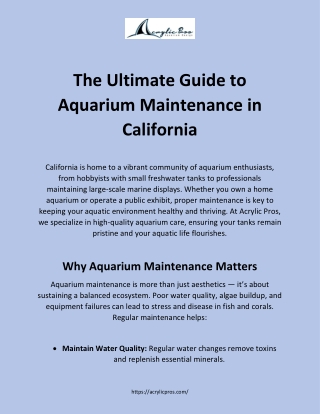 The Ultimate Guide to Aquarium Maintenance in California