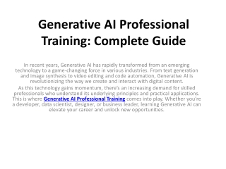 generative ai professional training complete guide