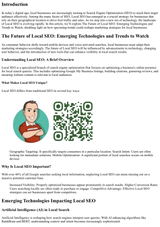 The Future of Local SEO: Emerging Technologies and Trends to Watch