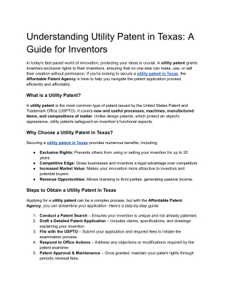 understanding utility patent in texas a guide