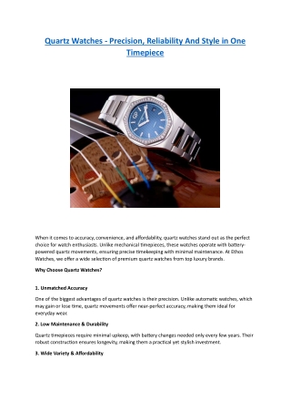 quartz watches precision reliability and style