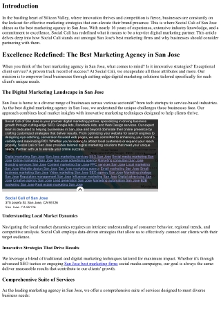 Excellence Redefined: The Best Marketing Agency in San Jose