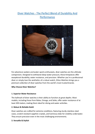 diver watches the perfect blend of durability