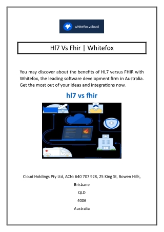 Hl7 Vs Fhir | Whitefox