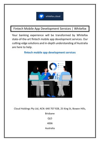 Fintech Mobile App Development Services | Whitefox