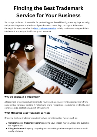 Finding the Best Trademark Service for Your Business