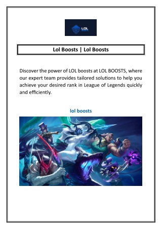 Lol Boosts | Lol Boosts