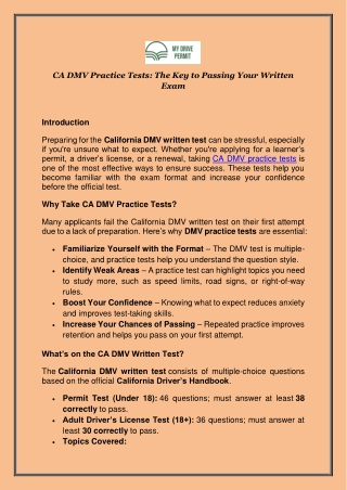 ca dmv practice tests the key to passing your
