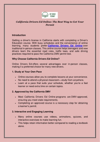 California Drivers Ed Online: The Best Way to Get Your Permit