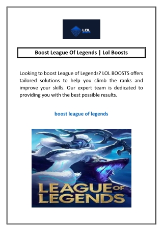 Boost League Of Legends | Lol Boosts
