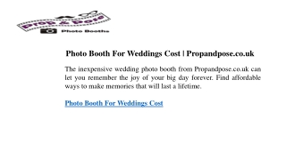 Photo Booth For Weddings Cost Propandpose.co.uk