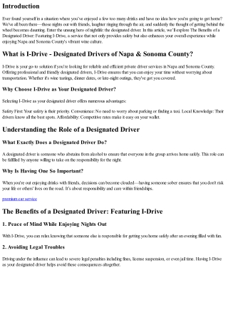 The Benefits of a Designated Driver: Featuring I-Drive