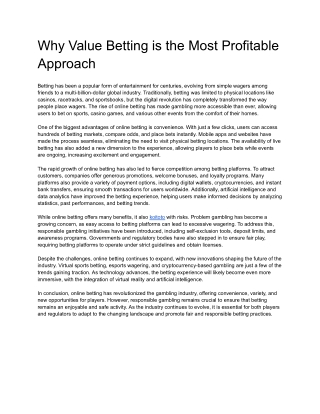 Why Value Betting is the Most Profitable Approach