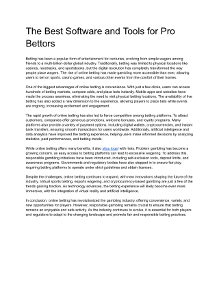 The Best Software and Tools for Pro Bettors
