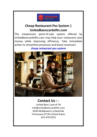 Cheap Restaurant Pos System  Unitedbanccardoftn.com
