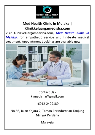 Med Health Clinic In Melaka | Klinikkeluargamedisha.com