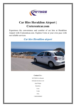 Car Hire Heraklion Airport  Creterentcar.com