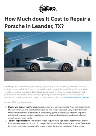 How Much does It Cost to Repair a Porsche in Leander, TX