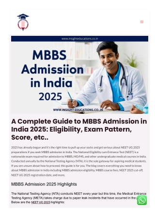 A Complete Guide to MBBS Admission in India 2025
