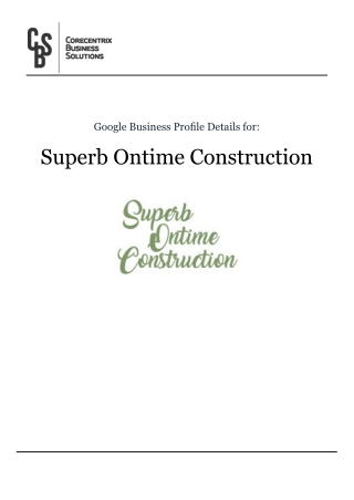 Residential Construction service | Superb Ontime Construction