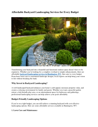 Affordable Backyard Landscaping Services for Every Budget