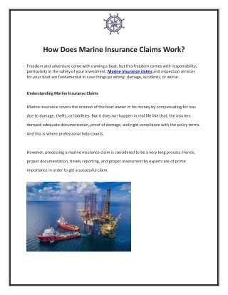How Does Marine Insurance Claims Work