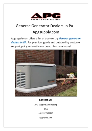 generac generator dealers in pa apgsupply com
