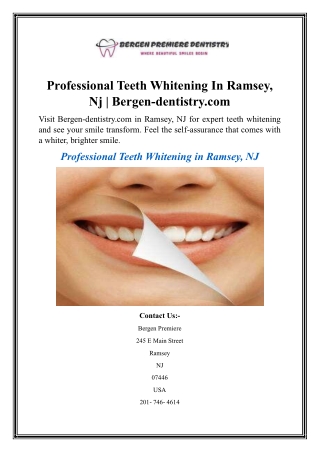 Professional Teeth Whitening In Ramsey, Nj  Bergendentistry.com