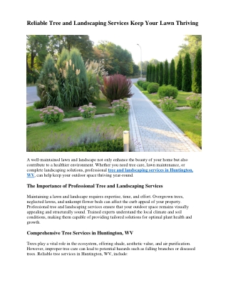 Reliable Tree and Landscaping Services Keep Your Lawn Thriving