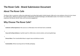 The Rover Cafe - Brand Submission Document