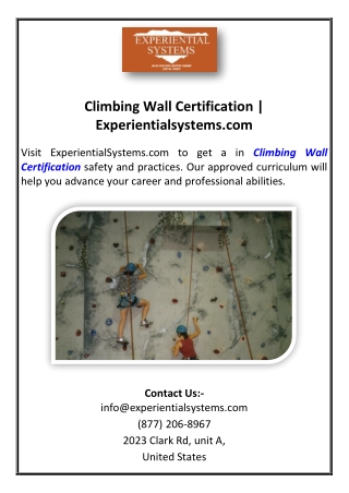 climbing wall certification experientialsystems