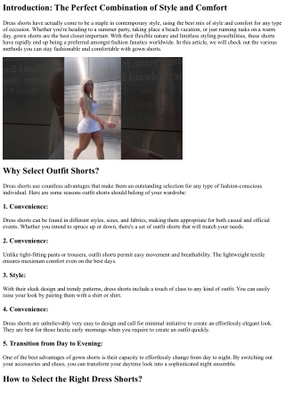 Remain Stylish and Comfortable with Outfit Shorts