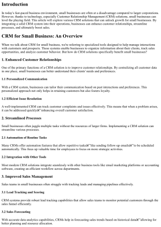Unlocking Growth: The Essential CRM Solutions Every Small Business Should Consid