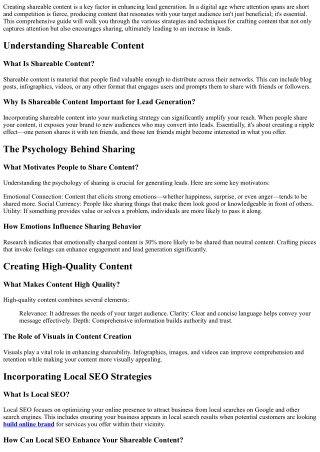 How to Create Shareable Content That Enhances Lead Generation